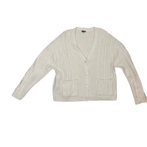 Rails Bixby Ivory Cable Knit Cardigan XL Wool Cashmere Rhinestone Button Luxe